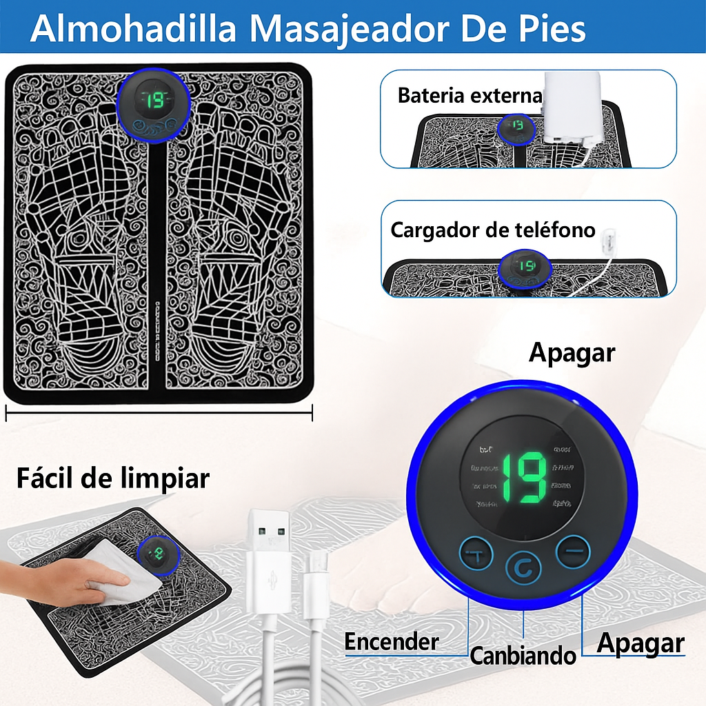 Tapete Masajeador Inteligente de pies y piernas Recargable